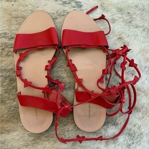 Loeffler Randal red heartla ankle wrap sandals!